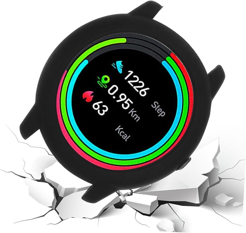 Silicone Protective Case Cover For Smartwatch With Screen Protector Black - Image 4